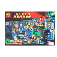 Конструктор BELA 10241 (12шт) Супергерои, станция, фигурки 5шт, 398дет, в кор-ке, 38-26-7см