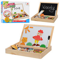 Деревянная игрушка Доcточка MD 0693 (24шт) двухст,фигур магн,маркер,мел,в пенале,в кор_ке,31_24_4см