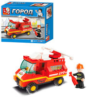 Конструктор SLUBAN M38_B0173 (72шт) пожарная машина, фигурка, 74дет, в кор_ке, 16,5_14_4,5см