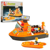 Конструктор SLUBAN M38_B0101 (60шт) спасатели, лодка, фигурки, 78дет, в кор_ке, 23,5_19_4,5 см