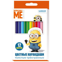 Кольорові олівці товсті тригранні тм Despicable Me © Universal Studios , 12 кольорів