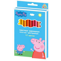 Кольорові олівці товсті тригранні " Свинка Пеппа " 12 кольорів , тм « Peppa Pig »