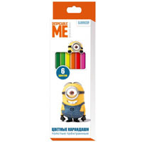 Кольорові олівці товсті тригранні тм Despicable Me © Universal Studios , 6 кольорів