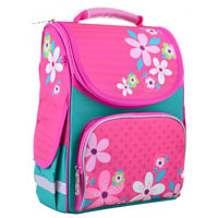Школьный каркасный рюкзак Smart (1 Вересня) PG-11 "Flowers pink" (34-26-14 см)
