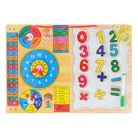 Деревянная игрушка Часы MD 0647 (60шт) календарь,времена года,дни недели,погода,в кульке,42-29,5см